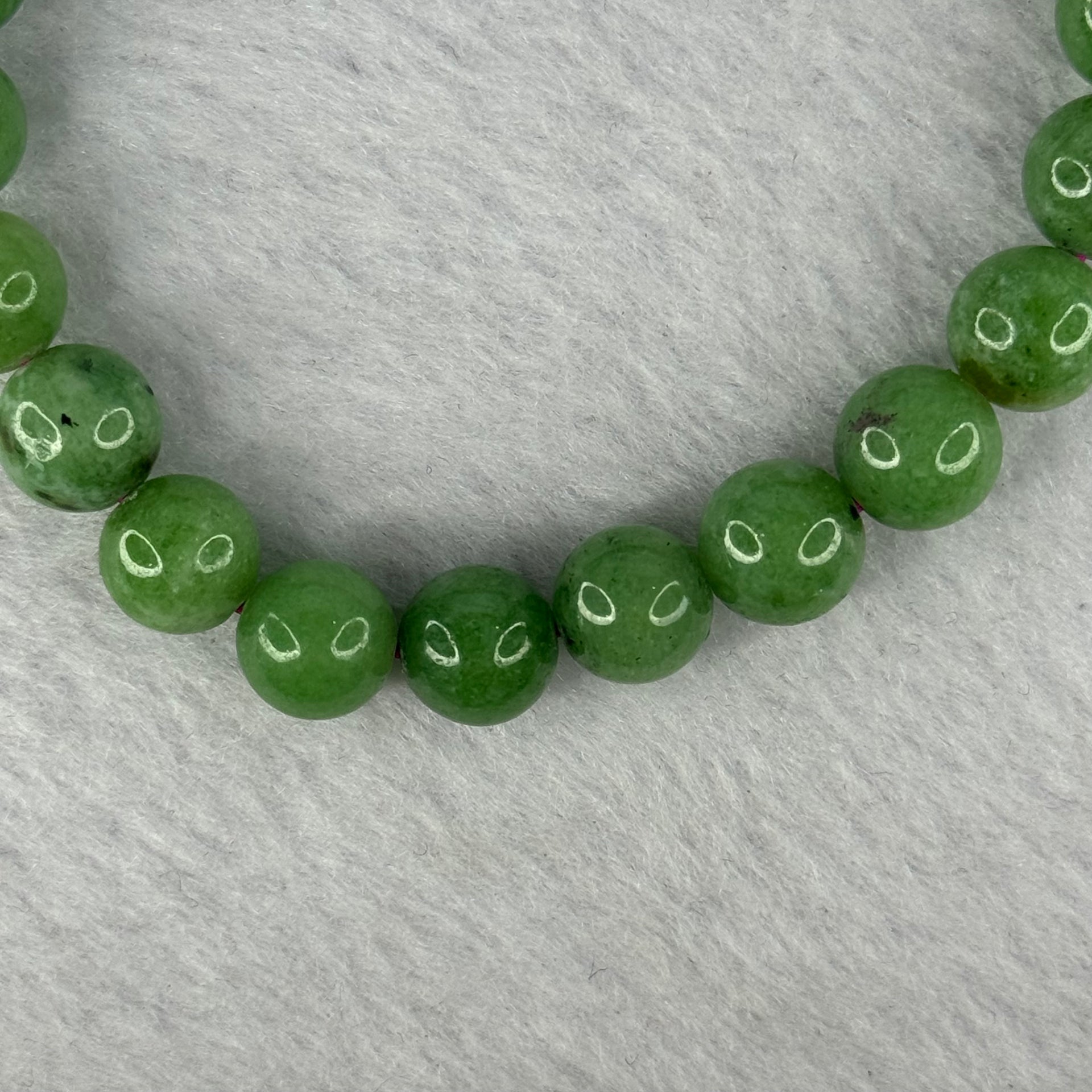 Natural Emerald And Ruby Zoisite Beads Bracelet 24.59g 17cm 8.9mm 23 Beads - Huangs Jadeite and Jewelry Pte Ltd