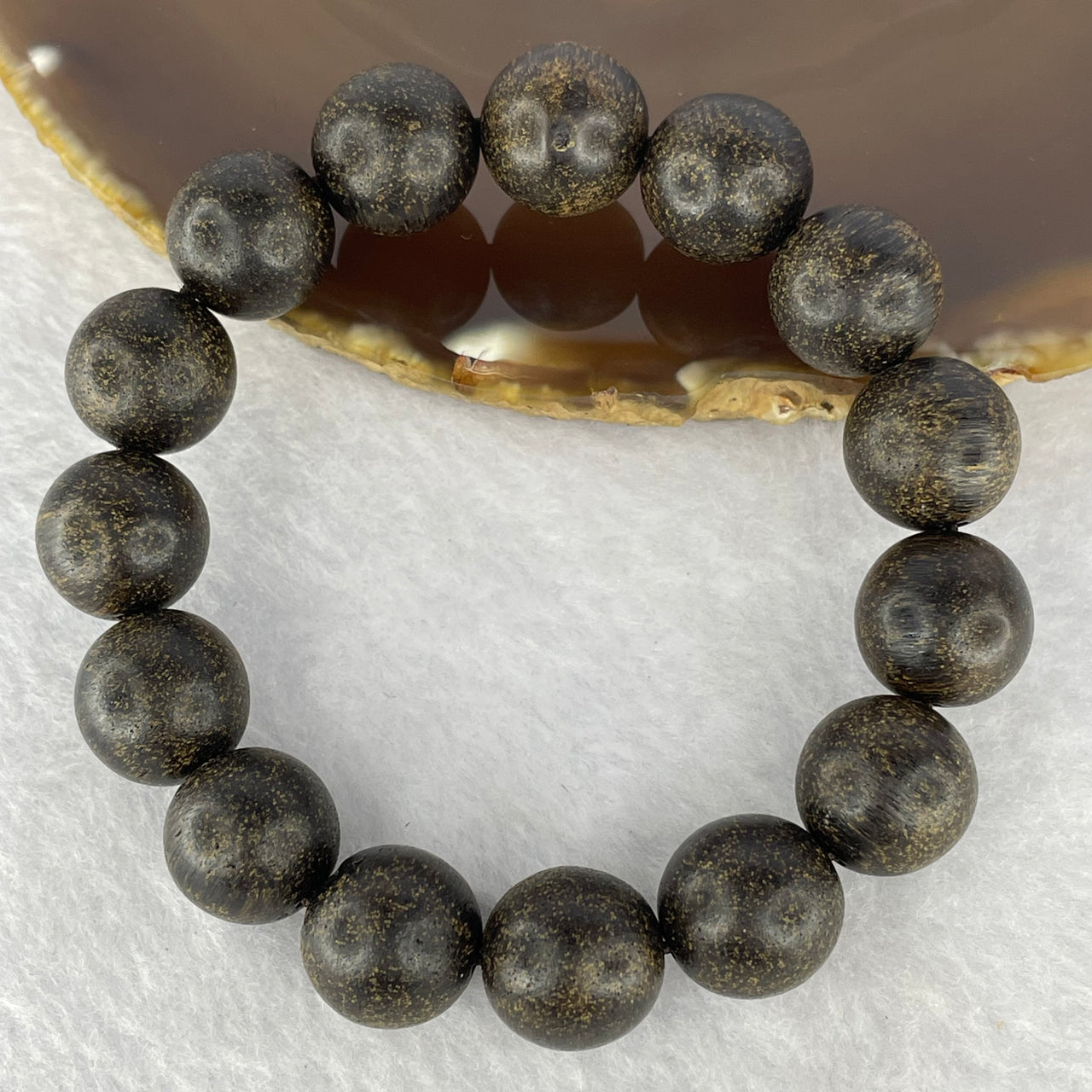 Natural Old Wild Indonesia Agarwood Beads Bracelet (Sinking Type) 天然老野生印尼沉香珠手链 23.07g 18cm / 13.7 mm 15 Beads - Huangs Jadeite and Jewelry Pte Ltd