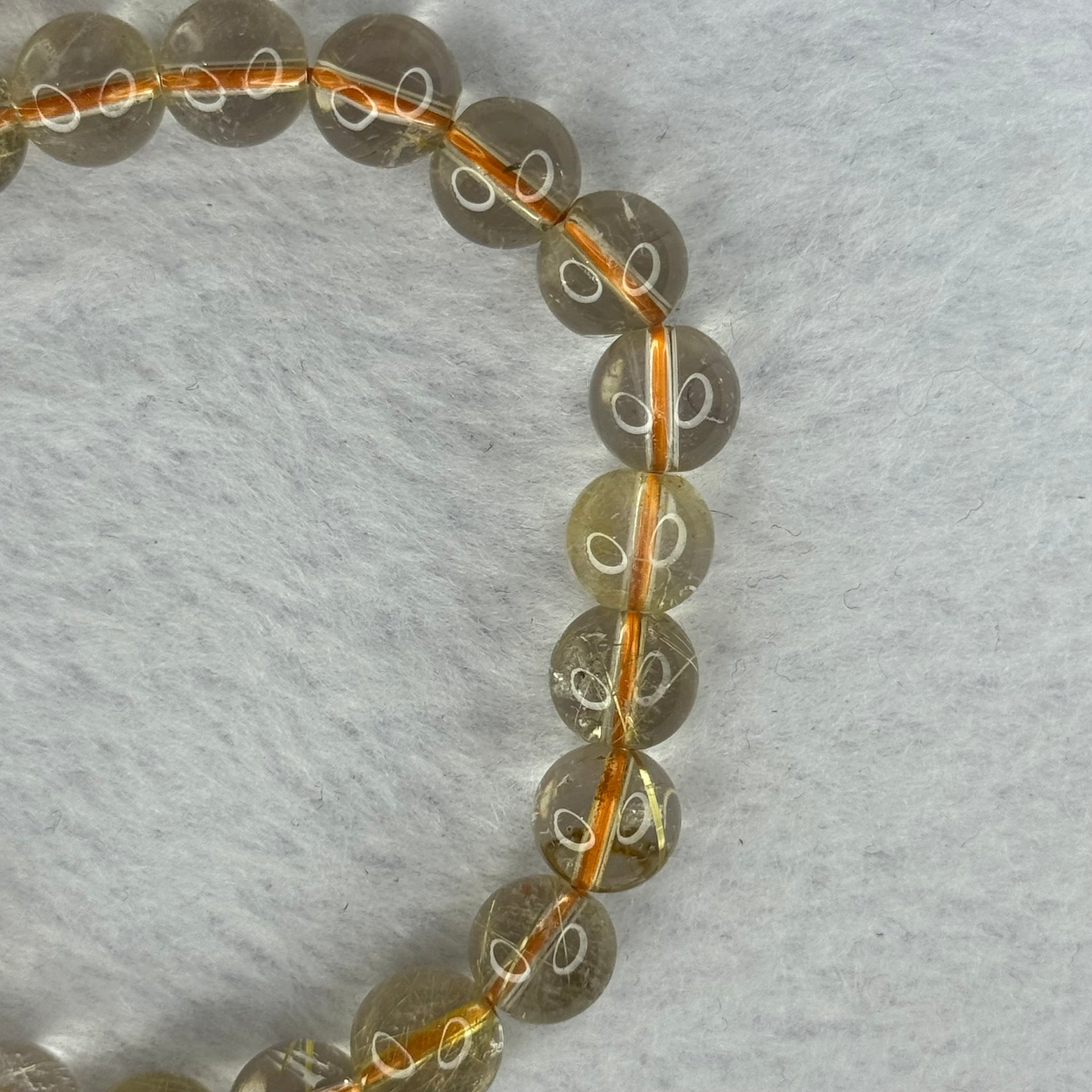 Natural Golden Rutilated Quartz Beads 天然金发水晶手链 19.90g 16cm 8.7mm 23 Beads - Huangs Jadeite and Jewelry Pte Ltd