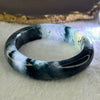 Transparent Colourless with Dark Black Grey Piao Hua Sodium Feldspar Jade Bangle 水沫玉手镯 Internal Diameter 57.3mm  67.11g 15.2 by 10.7mm (External Rough)