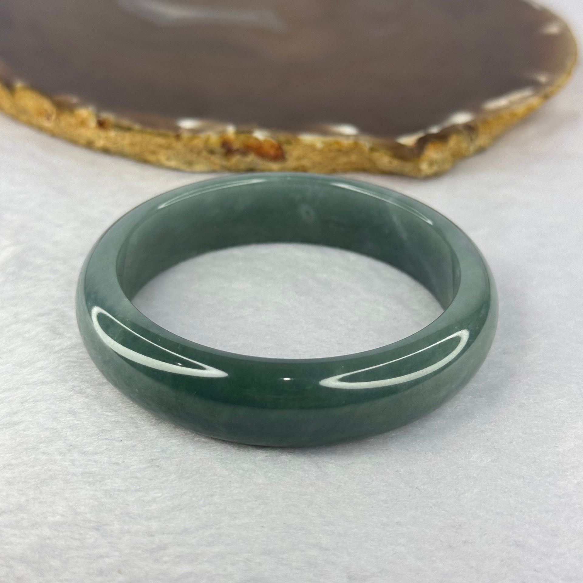 Type A Blueish Green Jadeite Bangle 57.08g 14.7 by 7.5mm Inner Diameter 55.5cm (Close to Perfect) - Huangs Jadeite and Jewelry Pte Ltd