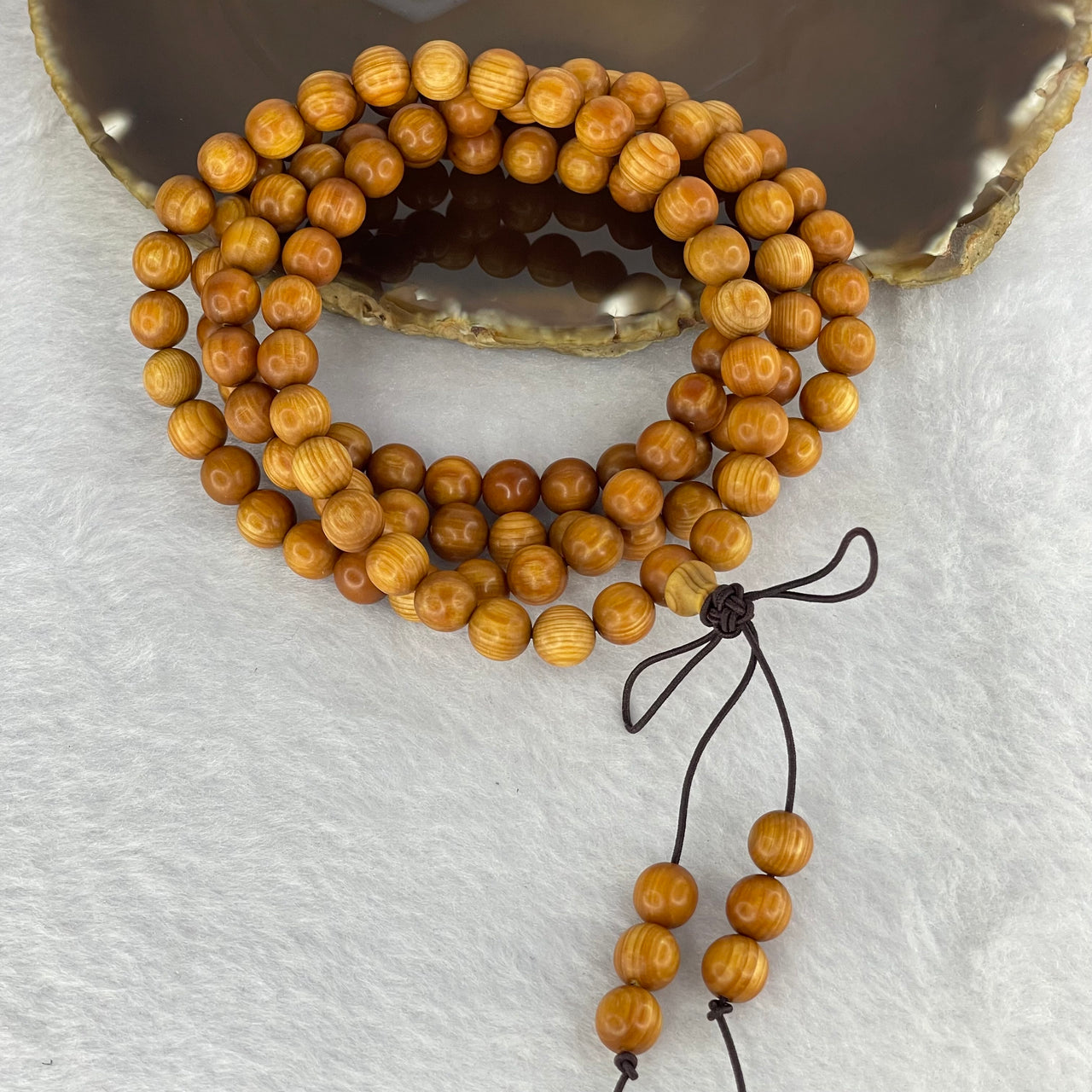 Natural Yabai Wood 崖柏 Beads Necklace 28.94g 7.9 mm 112+6 Beads - Huangs Jadeite and Jewelry Pte Ltd