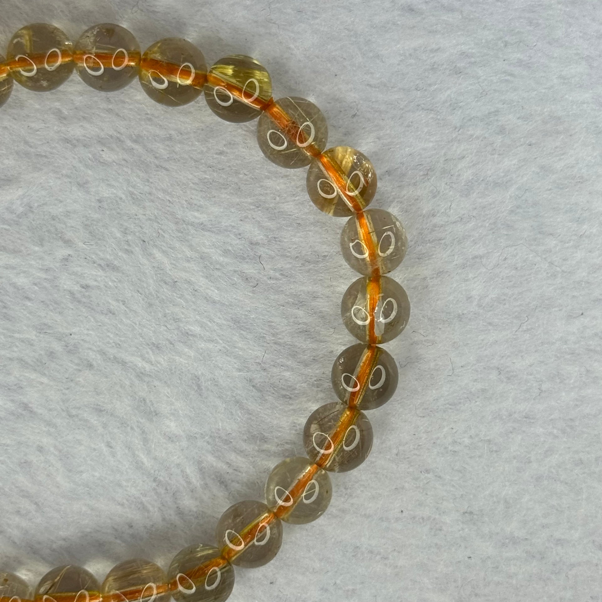 Natural Golden Rutilated Quartz Beads 天然金发水晶手链 12.90g 15.5cm 7.3mm 27 Beads - Huangs Jadeite and Jewelry Pte Ltd