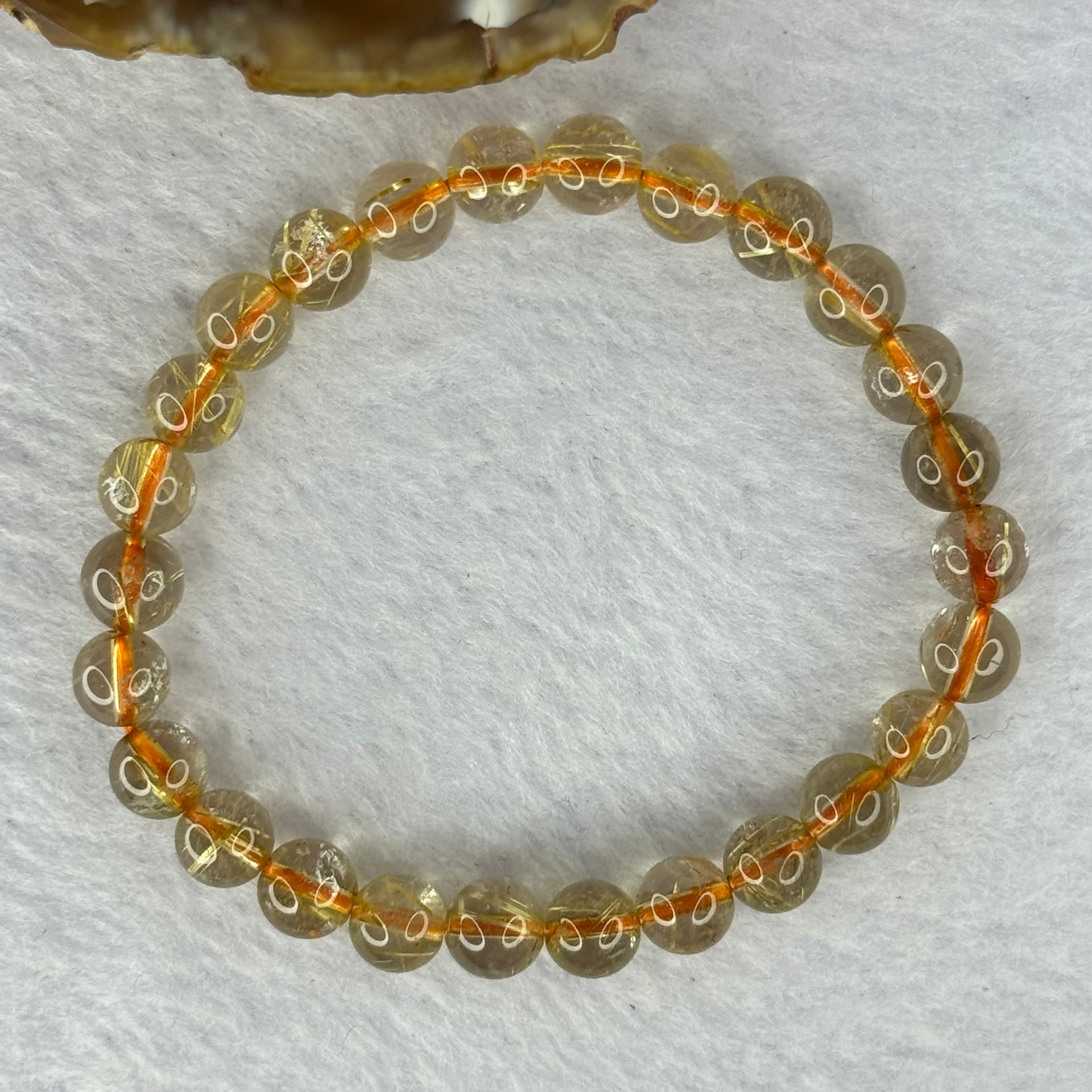 Natural Golden Rutilated Quartz Beads 天然金发水晶手链 12.59g 15cm 7.3mm 26 Beads - Huangs Jadeite and Jewelry Pte Ltd