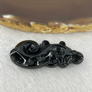 Type A  Opaque Black Omphasite Dragon Pendant / Charm 11.58g 45.6 by 21.2 by 8.5 mm - Huangs Jadeite and Jewelry Pte Ltd