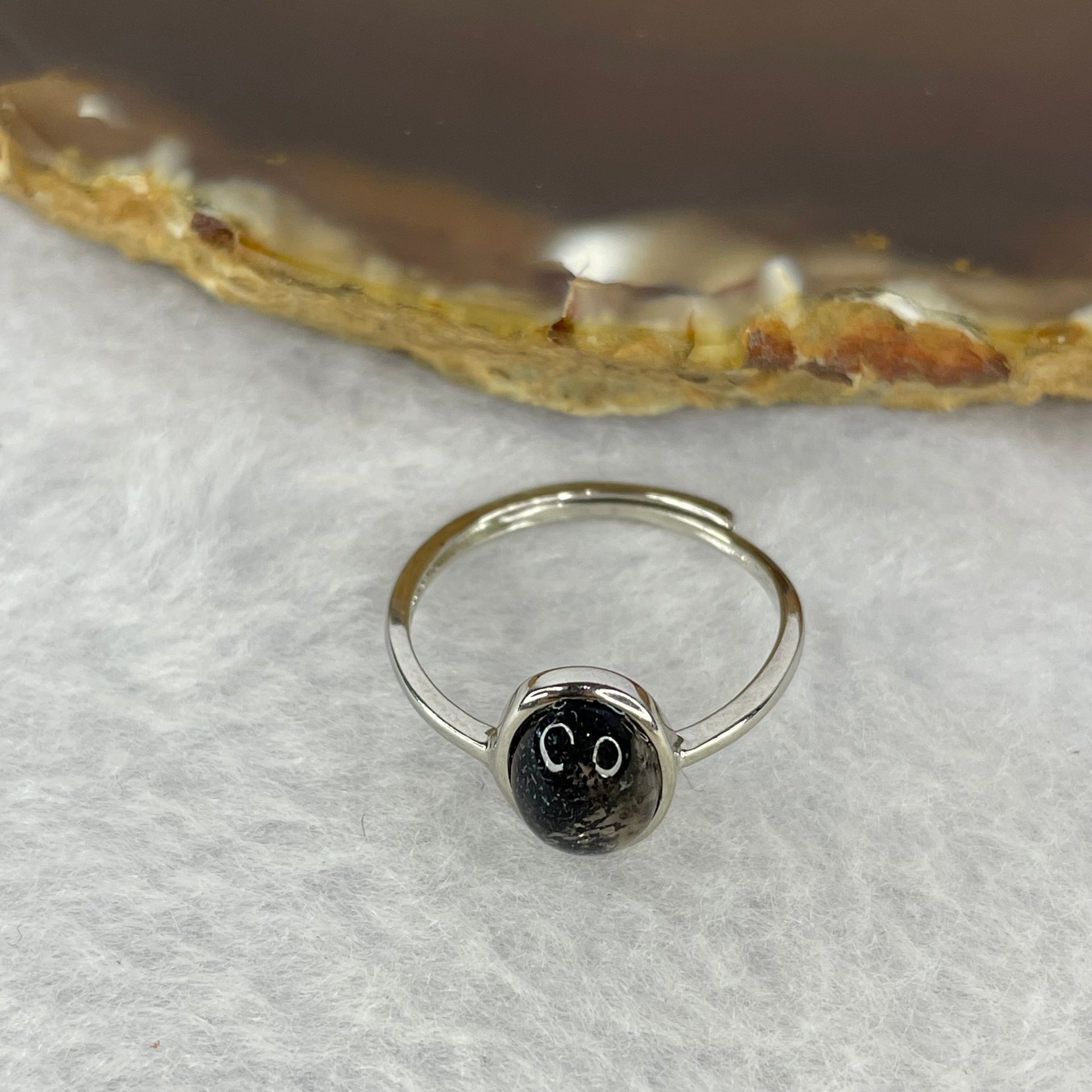 Good Grade Natural Super 7 Crystal in 925 Sliver Ring (Adjustable Size) 天然超级七水晶 925 银戒指（可调节尺寸) 1.55g 8.6 by 6.1 by 4.1mm - Huangs Jadeite and Jewelry Pte Ltd