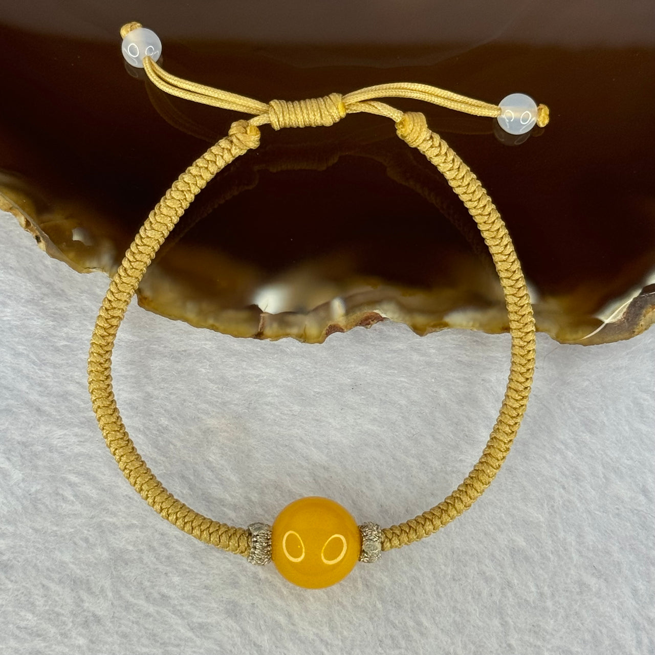 Natural Butterscotch Amber Bead String Bracelet 天然琥珀蜜蜡手链 2.48g 14.5cm 12.1mm