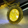 Natural Yellow Amber Dragon Head in Gold Color Locket Necklace 9.53g 19.3 by 14.2 by 4.0mm