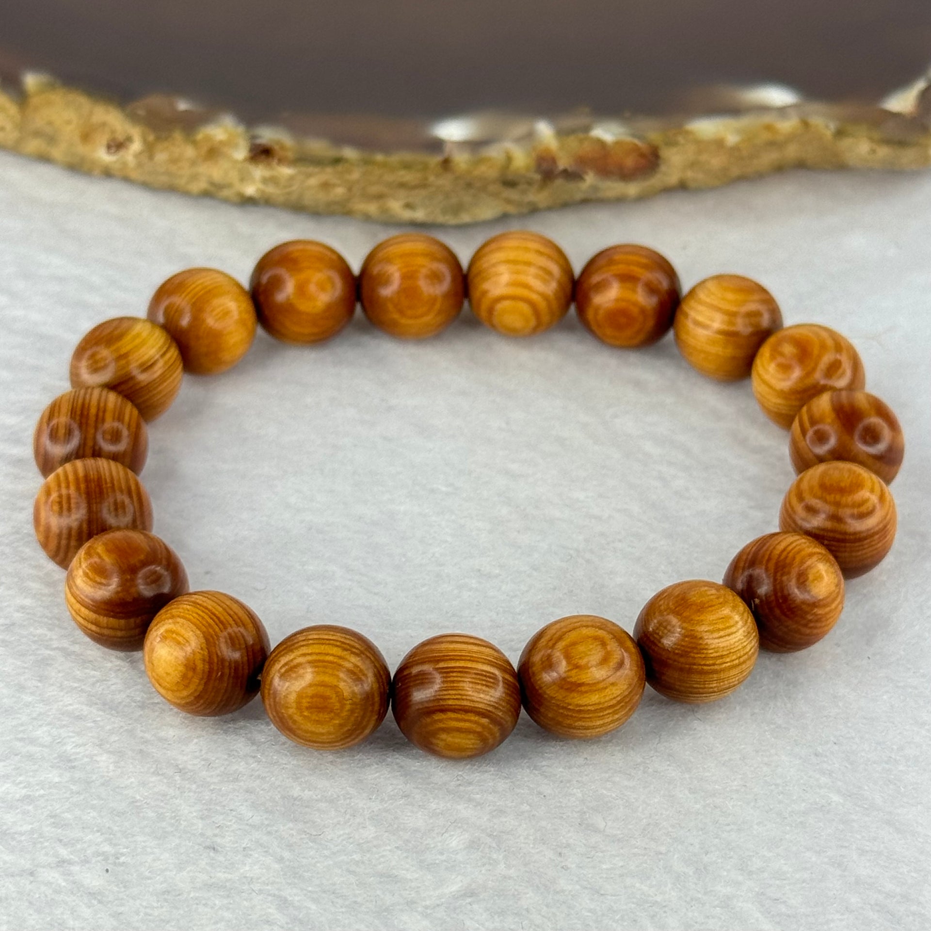 Natural Old Yabai Thuja Wood Beads Bracelet 老树崖柏手链 9.00g 16.5cm 10.1mm 19 Beads - Huangs Jadeite and Jewelry Pte Ltd