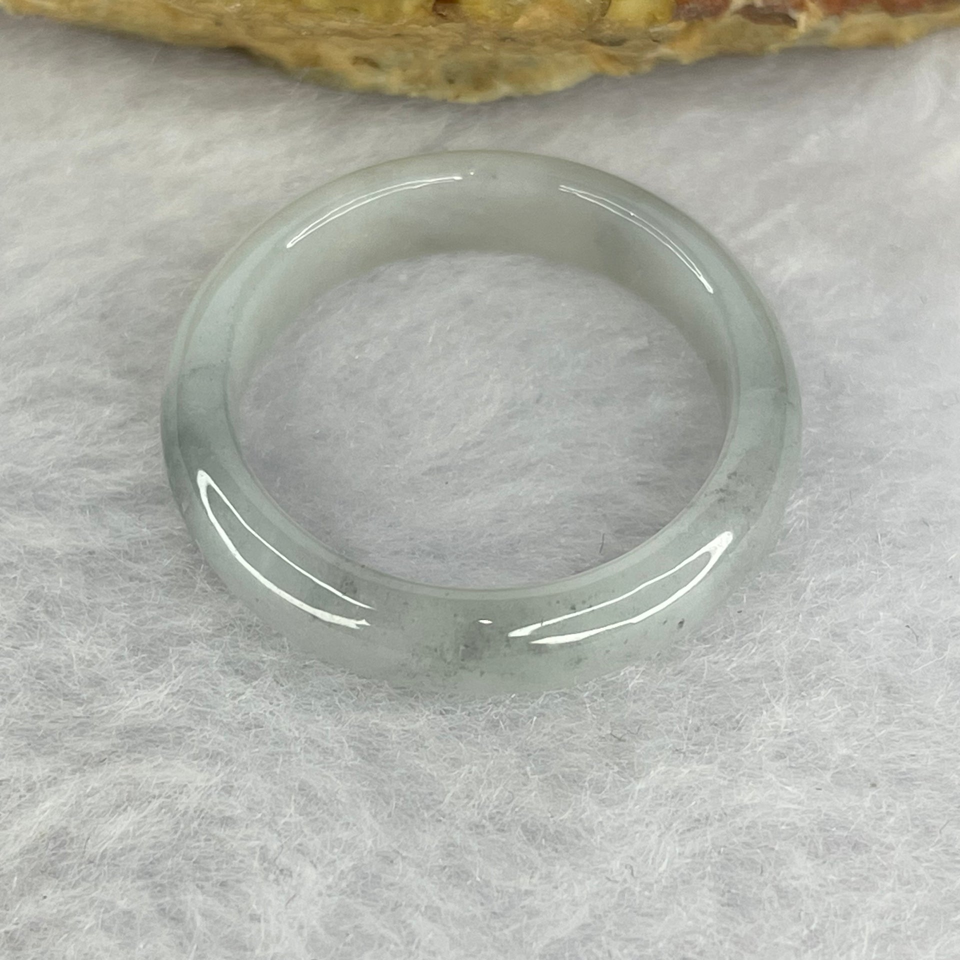 Type A Light Grey with Dark Grey Patches Jadeite Ring 2.52g 4.8 by 3.0mm US 8.75 HK 19.5 - Huangs Jadeite and Jewelry Pte Ltd