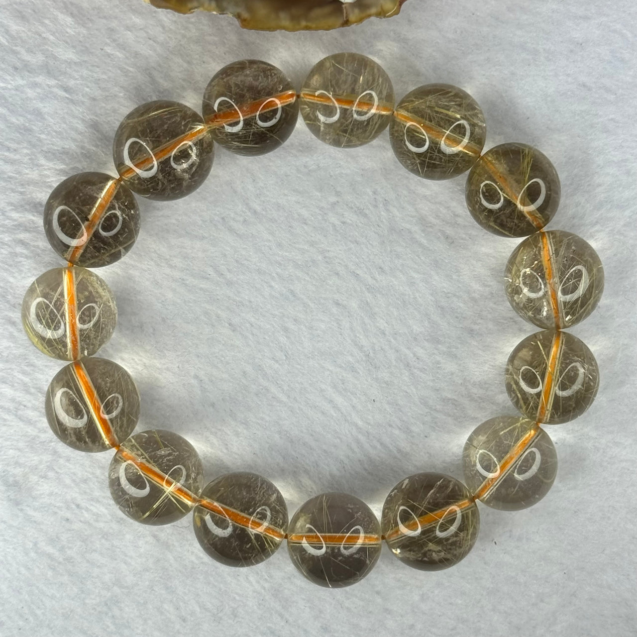 Natural Golden Rutilated Quartz Beads 天然金发水晶手链 73.30g 20cm 15.7mm 15 Beads - Huangs Jadeite and Jewelry Pte Ltd