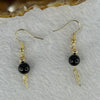 Type A Opaque Black Omphasite Jadeite Earrings Pair in 14KGF 2.73g 8.1mm - Huangs Jadeite and Jewelry Pte Ltd