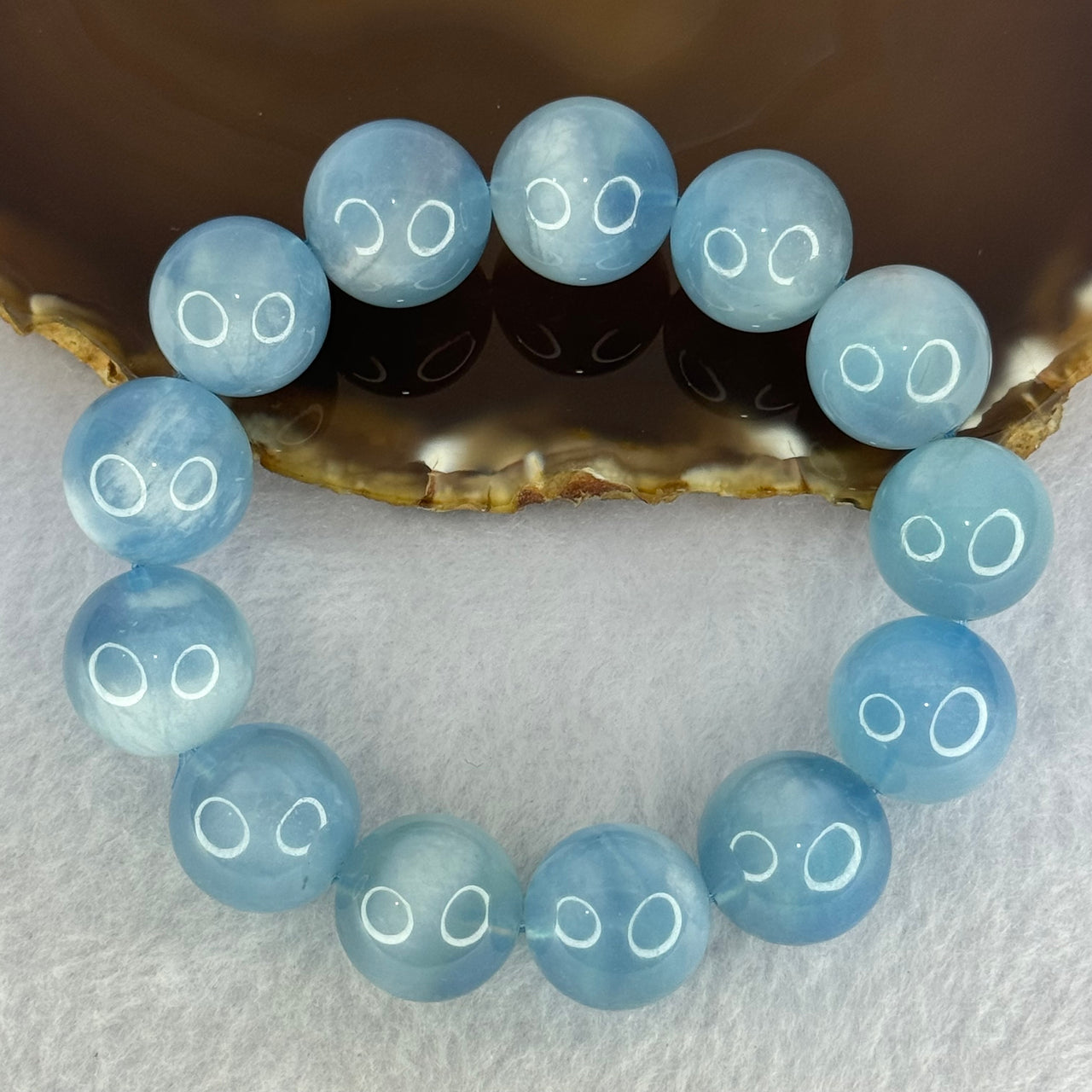 Natural Aquamarine Beads Bracelet 95.71g 19cm 17.8mm 13 Beads