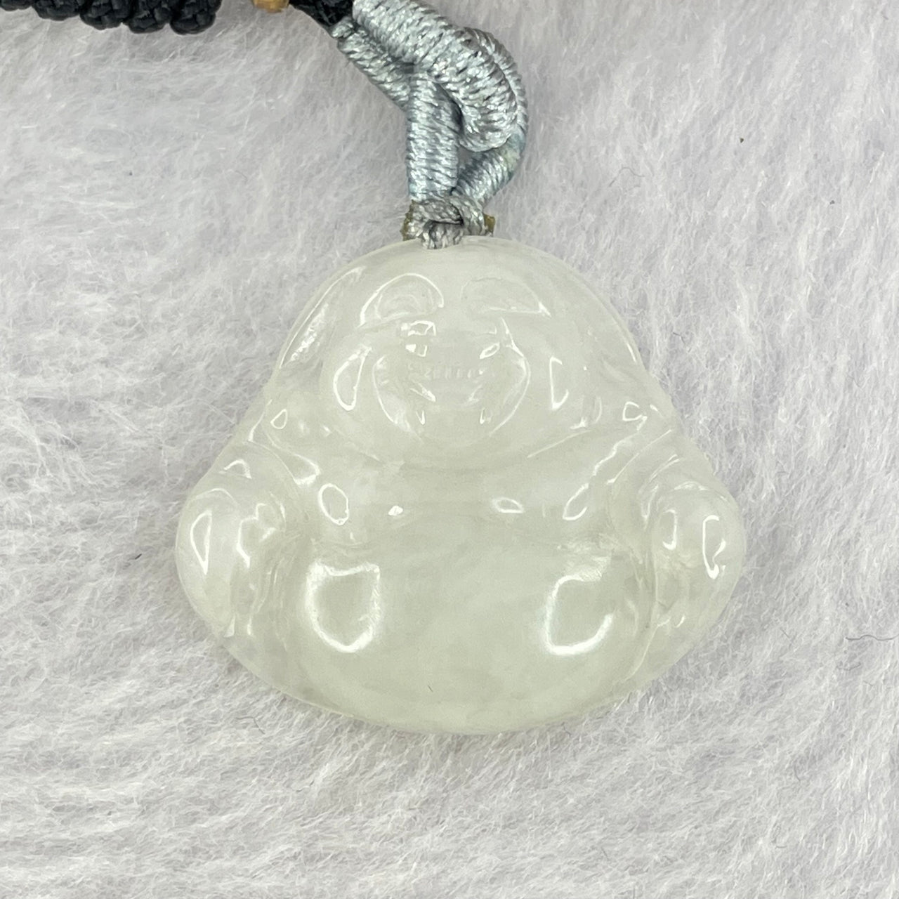 Type A Semi Icy Light Green Jadeite Milo Buddha Pendent 5.78g 21.5 by 24.4 by 5.7mm