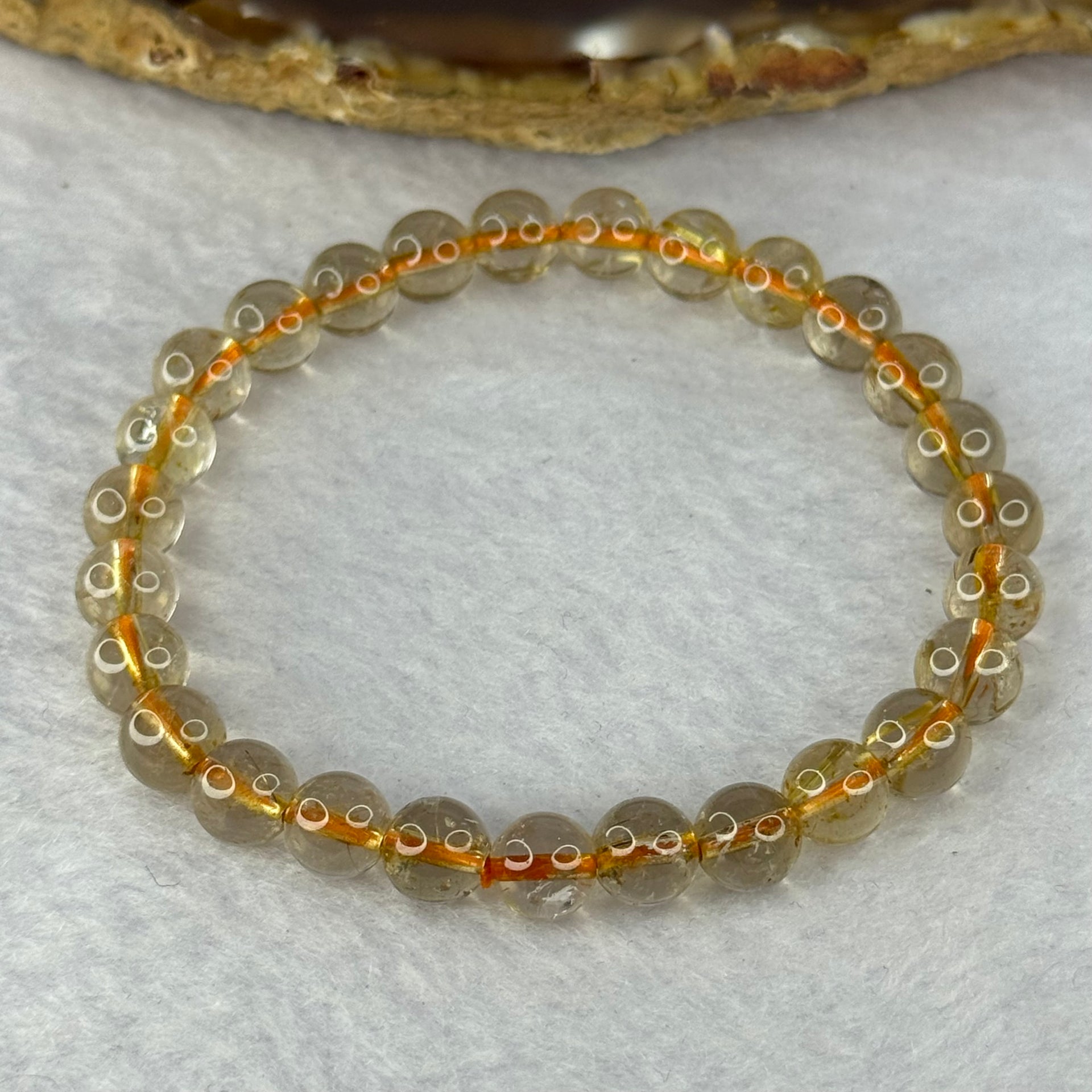 Natural Golden Rutilated Quartz Beads 天然金发水晶手链 17.51g 15cm 8.4mm 23 Beads - Huangs Jadeite and Jewelry Pte Ltd