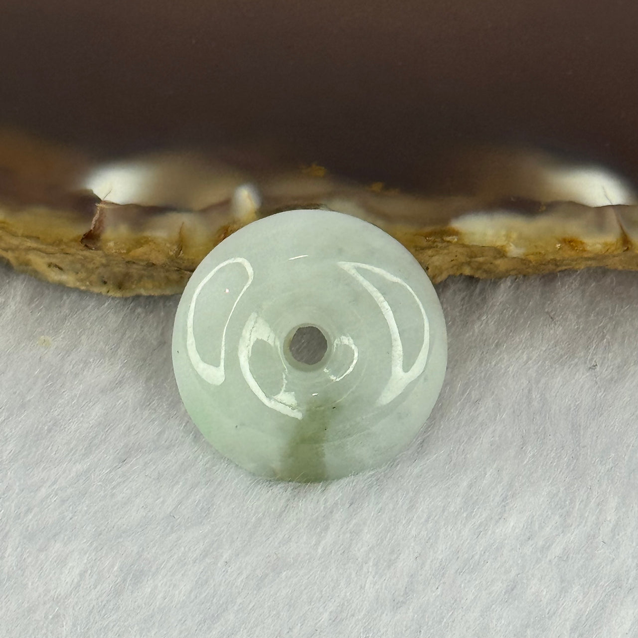 Type A Green Jadeite Ping An Kou Donut Charm 4.12g 18.5 by 6.1mm