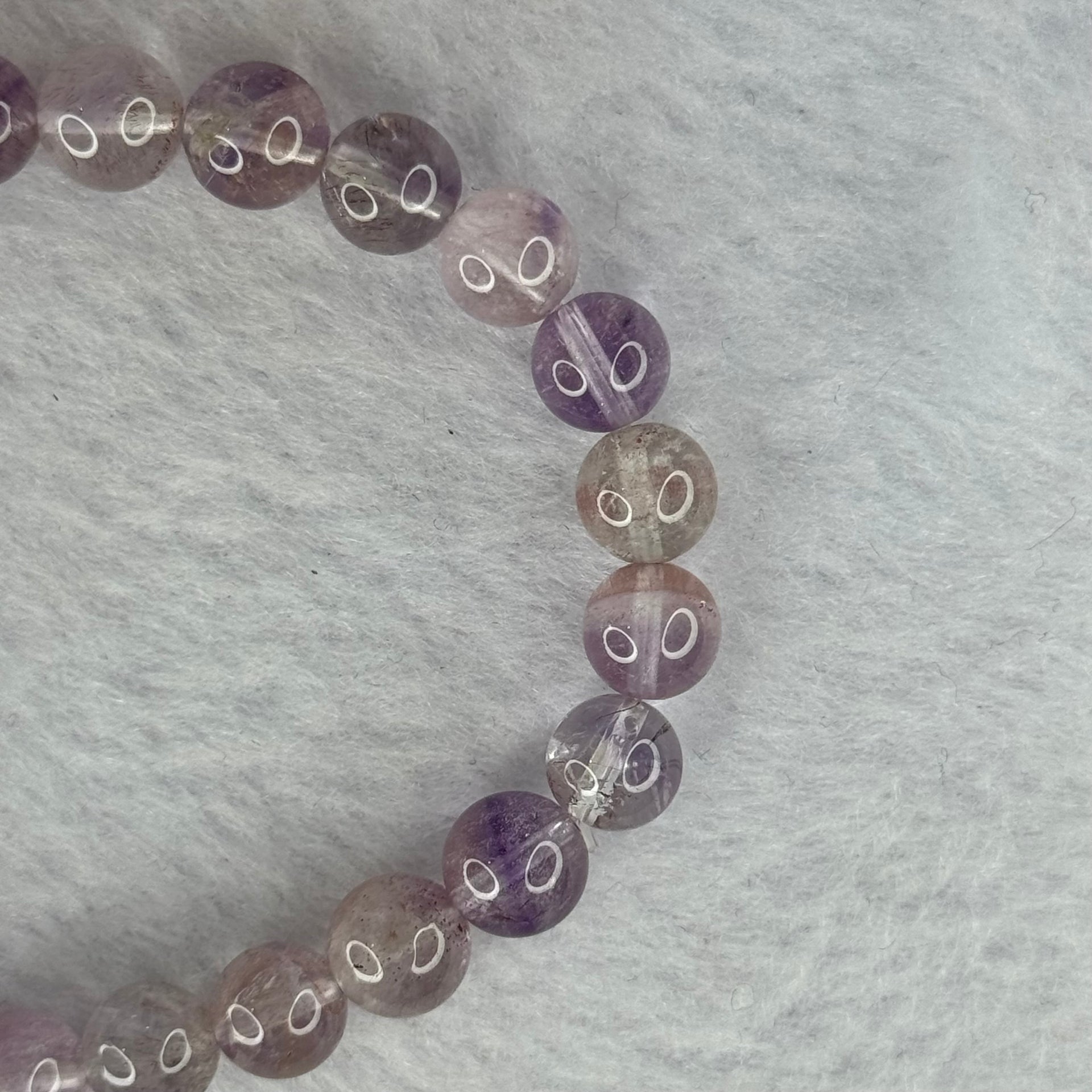 Natural Super 7 Amethyst Beads Bracelet 天然紫超七手链 14.62g 15.5cm 7.9mm 24 Beads - Huangs Jadeite and Jewelry Pte Ltd