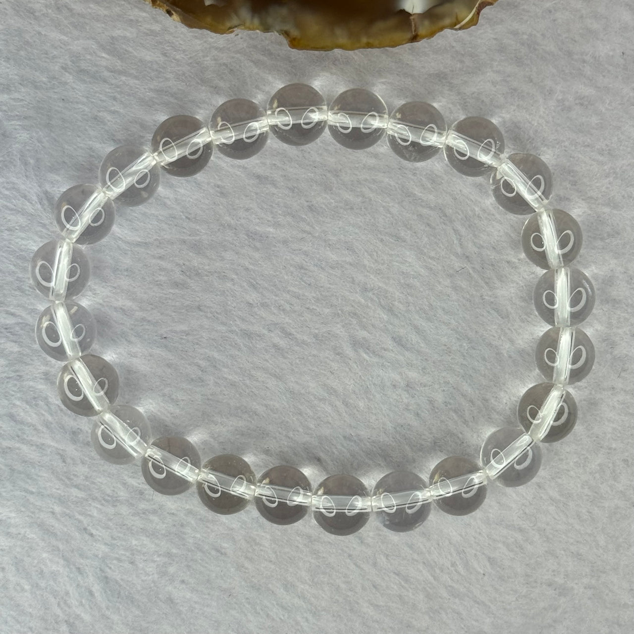 Natural Clear Quartz Bracelet 天然白水晶手链 18.45g 16.5cm 8.4mm 24 Beads