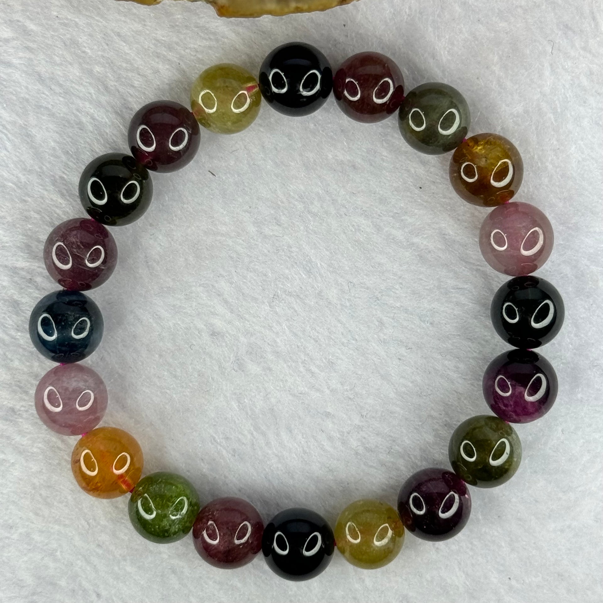 Good Grade Natural Tourmaline Beads Bracelet 好的天然碧玺珠手链 29.47g 16.5cm 9.9mm 20 Beads - Huangs Jadeite and Jewelry Pte Ltd