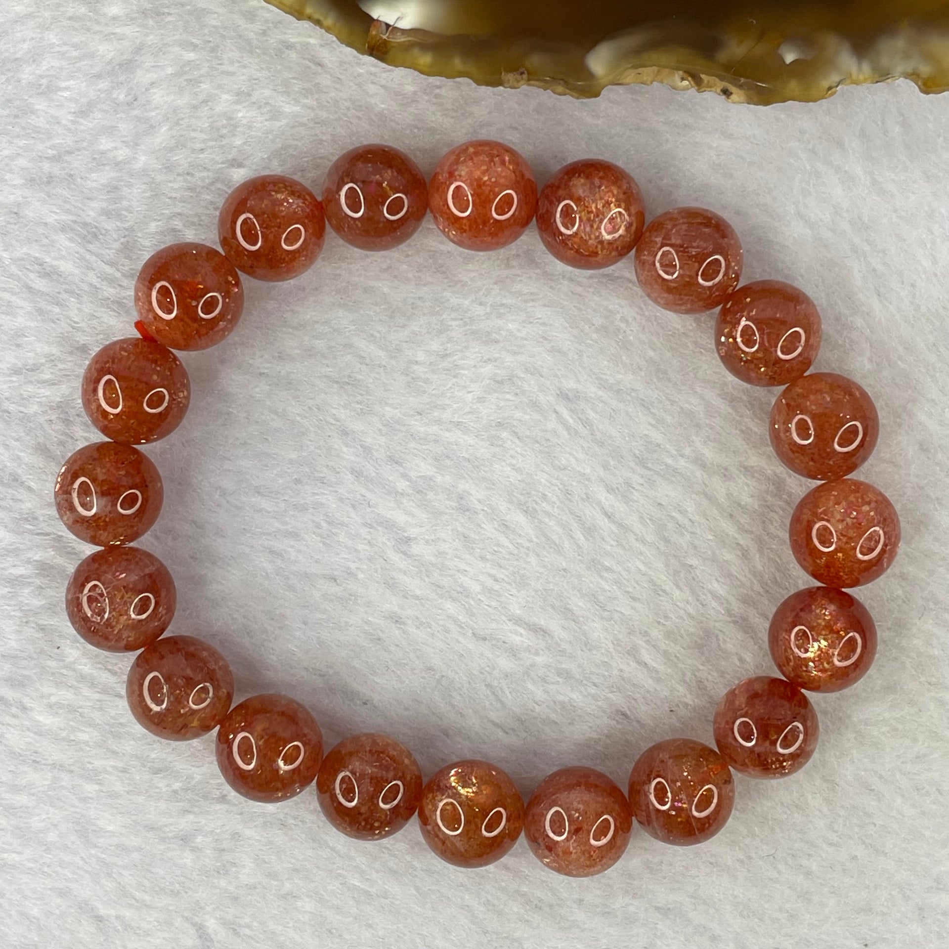 Good Grade Natural Sunstone, Heliolite and Aventurine Feldapar Beads Bracelet 天然金太阳日光石珠手链 24.65g 16cm 9.9 mm 20 Beads - Huangs Jadeite and Jewelry Pte Ltd