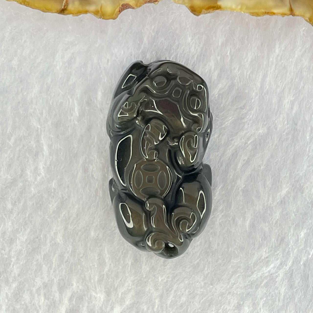 Black Obsidian Pixiu Charm 10.63g 32.5 by 17.7 by 12.4mm