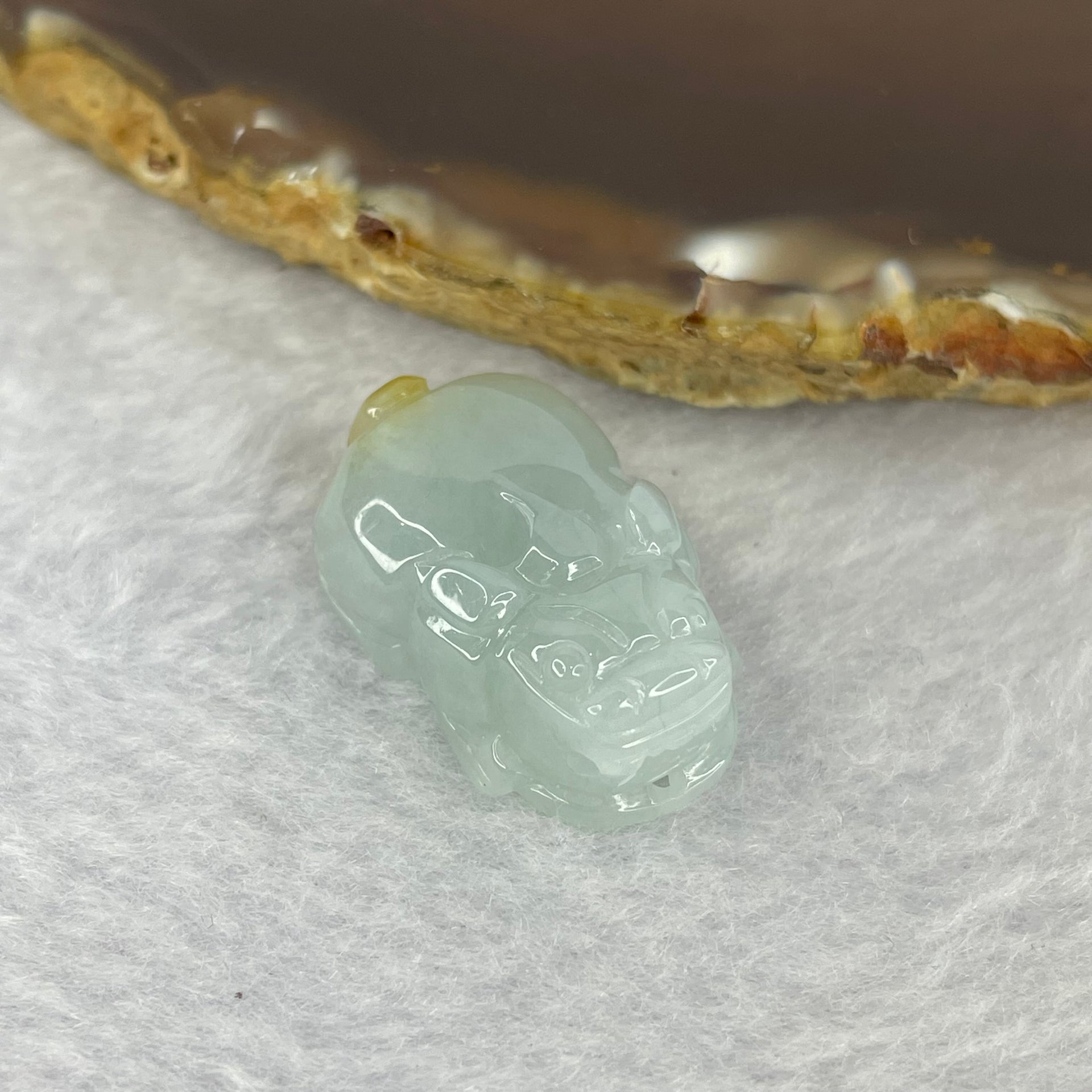 Type A Lavender Green and Yellow Jadeite Pixiu Pendent A货蓝绿黄色翡翠貔貅牌 9.48g 25.8 by 16.2 by 10.2 mm - Huangs Jadeite and Jewelry Pte Ltd