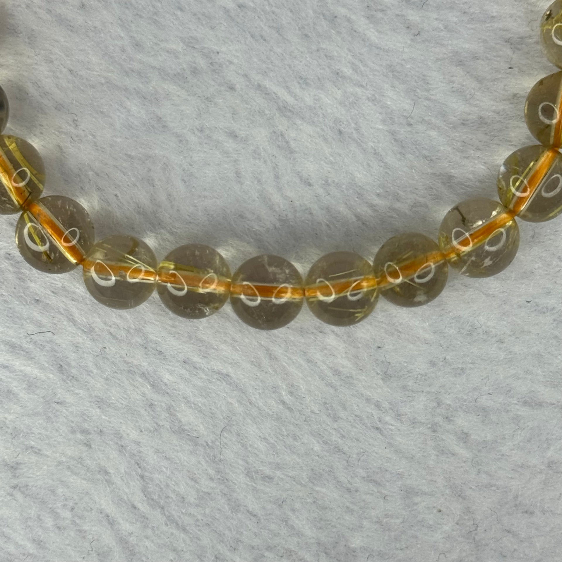 Natural Golden Rutilated Quartz Beads 天然金发水晶手链 14.74g 15cm 7.9mm 24 Beads - Huangs Jadeite and Jewelry Pte Ltd