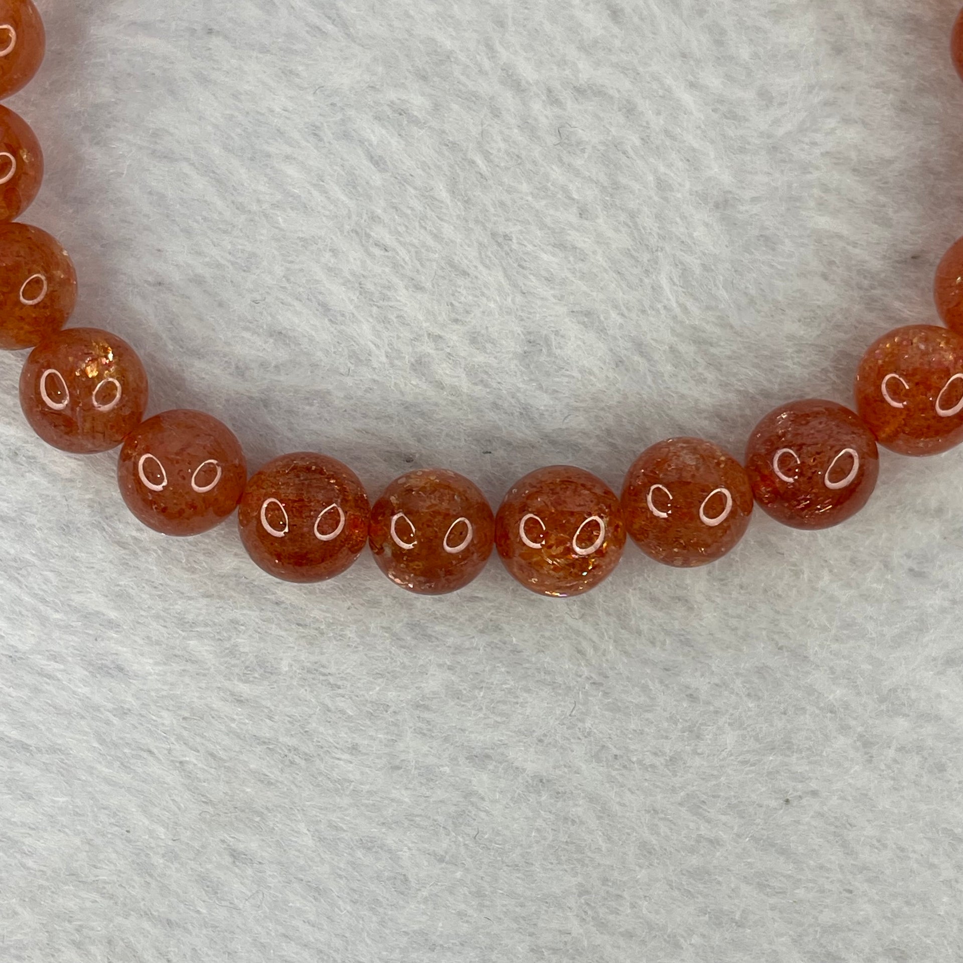 Good Grade Natural Sunstone, Heliolite and Aventurine Feldapar Beads Bracelet 天然金太阳日光石珠手链 14.81g 15cm 8.0mm 24 Beads - Huangs Jadeite and Jewelry Pte Ltd