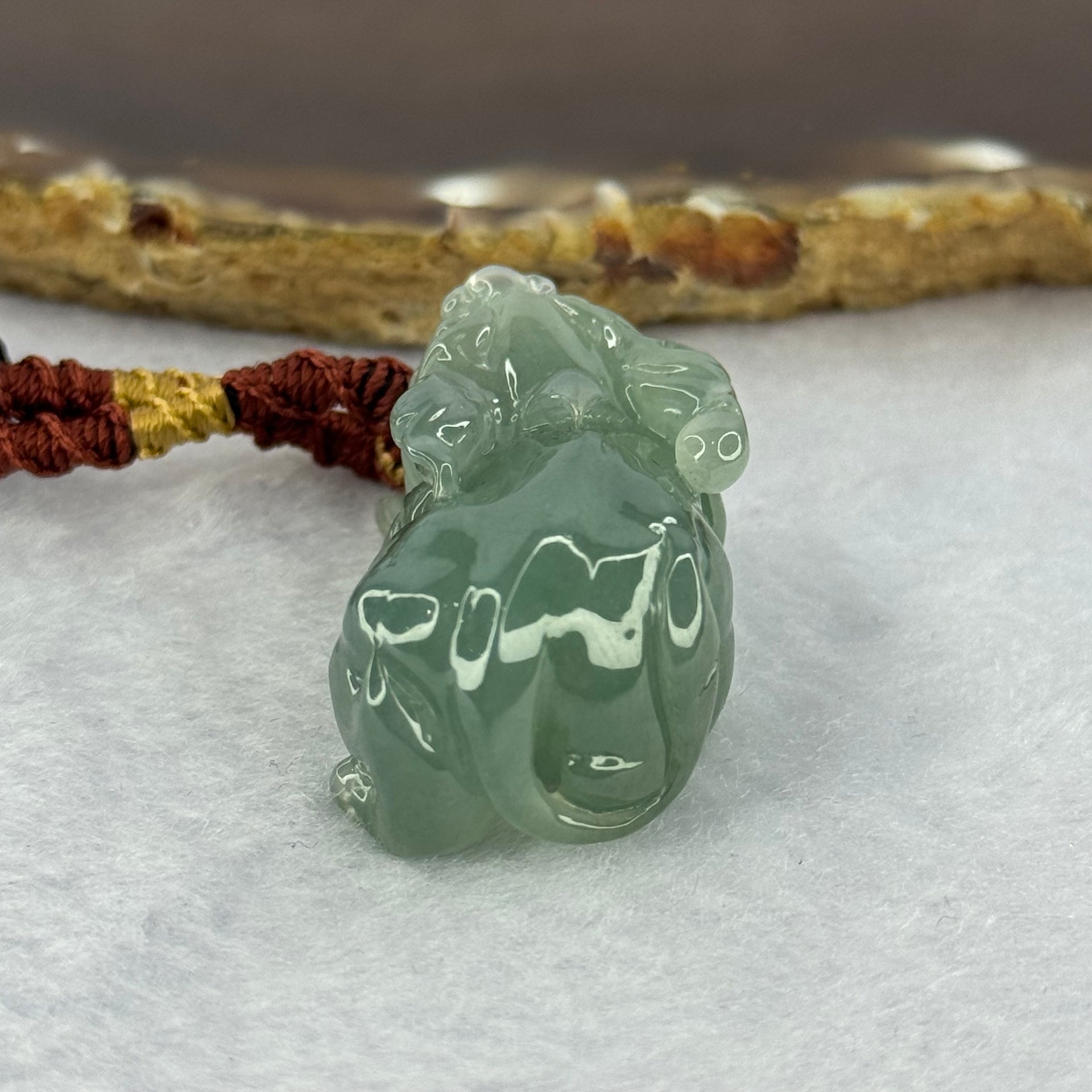 Type A Semi Blueish Green Jadeite Pixiu Charm/Pendent A货蓝水翡翠牌 25.54g 36.8 by 19.9 by 17.2mm - Huangs Jadeite and Jewelry Pte Ltd