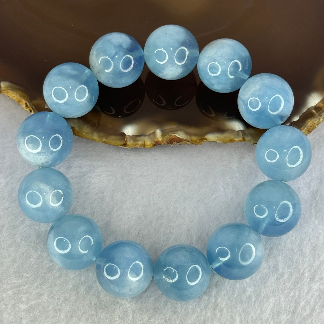 Natural Aquamarine Beads Bracelet 83.60g 18.5cm 16.7mm 13 Beads