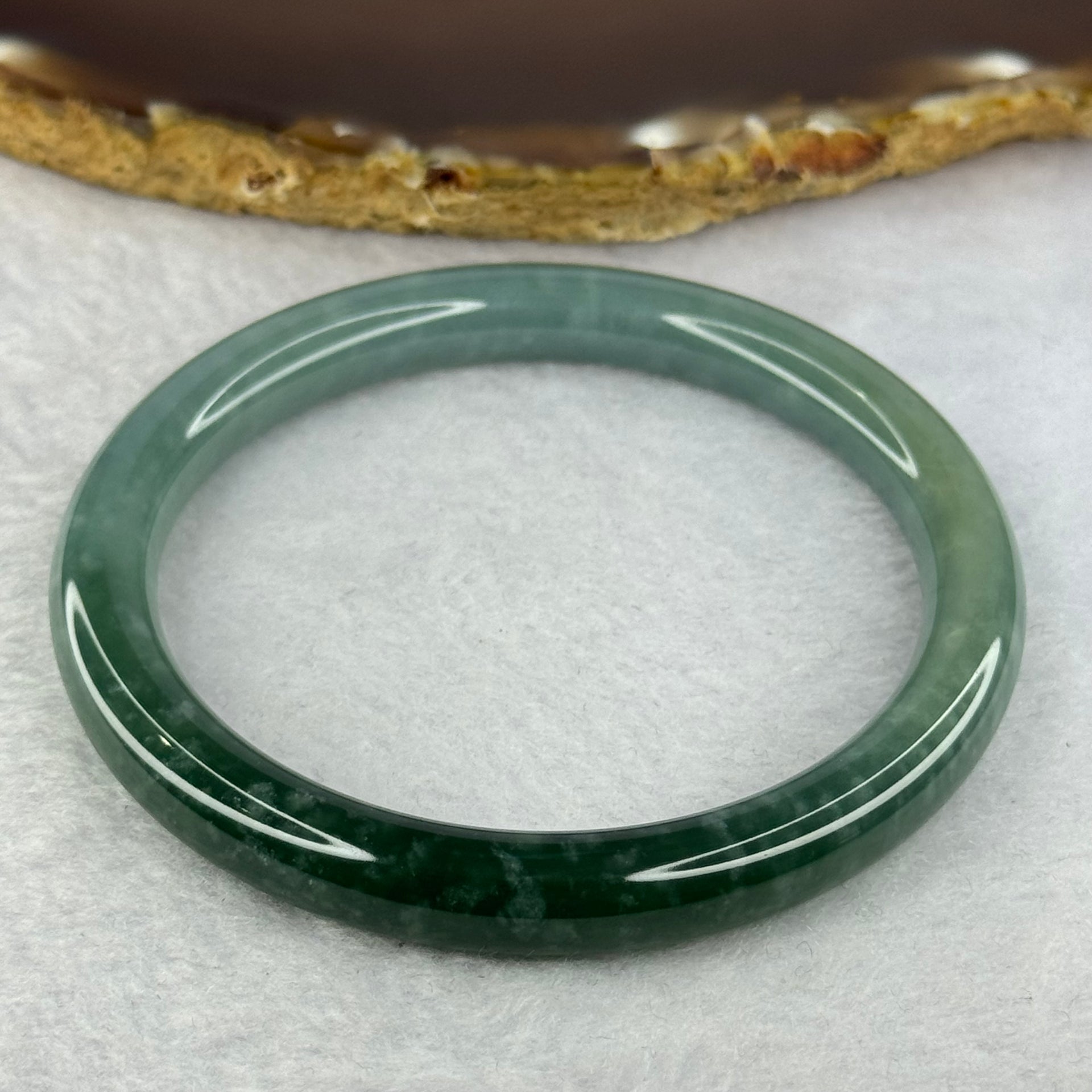 Type A Blueish Green with Faint Yellow Jadeite Bangle 36.84g Inner Diameter 58.2mm 8.2 by 7.9mm - Huangs Jadeite and Jewelry Pte Ltd