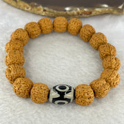 Natural Bodhi Rudraksha Seed Mala 金风 Beads Bracelet with 3 Eyes Dzi Bead Tian Zhu 天珠 21.00g 13.5mm 17 Beads - Huangs Jadeite and Jewelry Pte Ltd