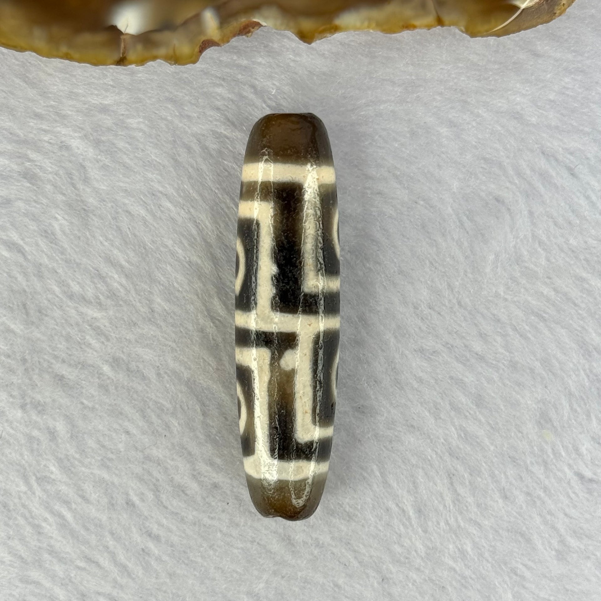 Natural Powerful Tibetan Old Oily Agate 4 Eyes Dzi Bead Heavenly Master (Tian Zhu) 四眼天诛 10.99g 47.4 by 12.2mm - Huangs Jadeite and Jewelry Pte Ltd