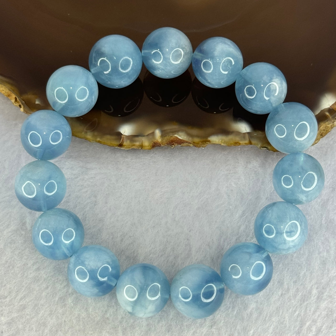 Natural Aquamarine Beads Bracelet 61.09g 18.5cm 14.8mm 15 Beads