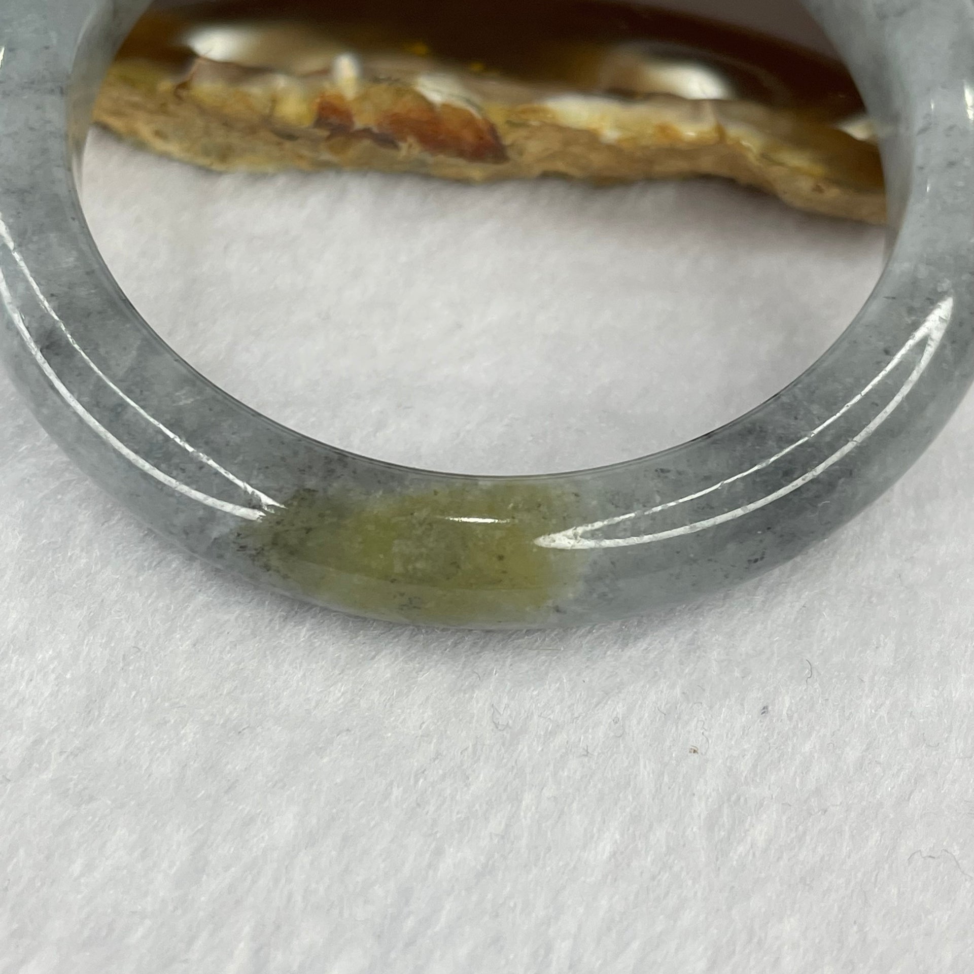 Type A Grey Wuji with Yellow Jadeite Bangle 40.93g inner Dia 52.5mm 10.5 by 7.9mm (Slight External Rough) - Huangs Jadeite and Jewelry Pte Ltd