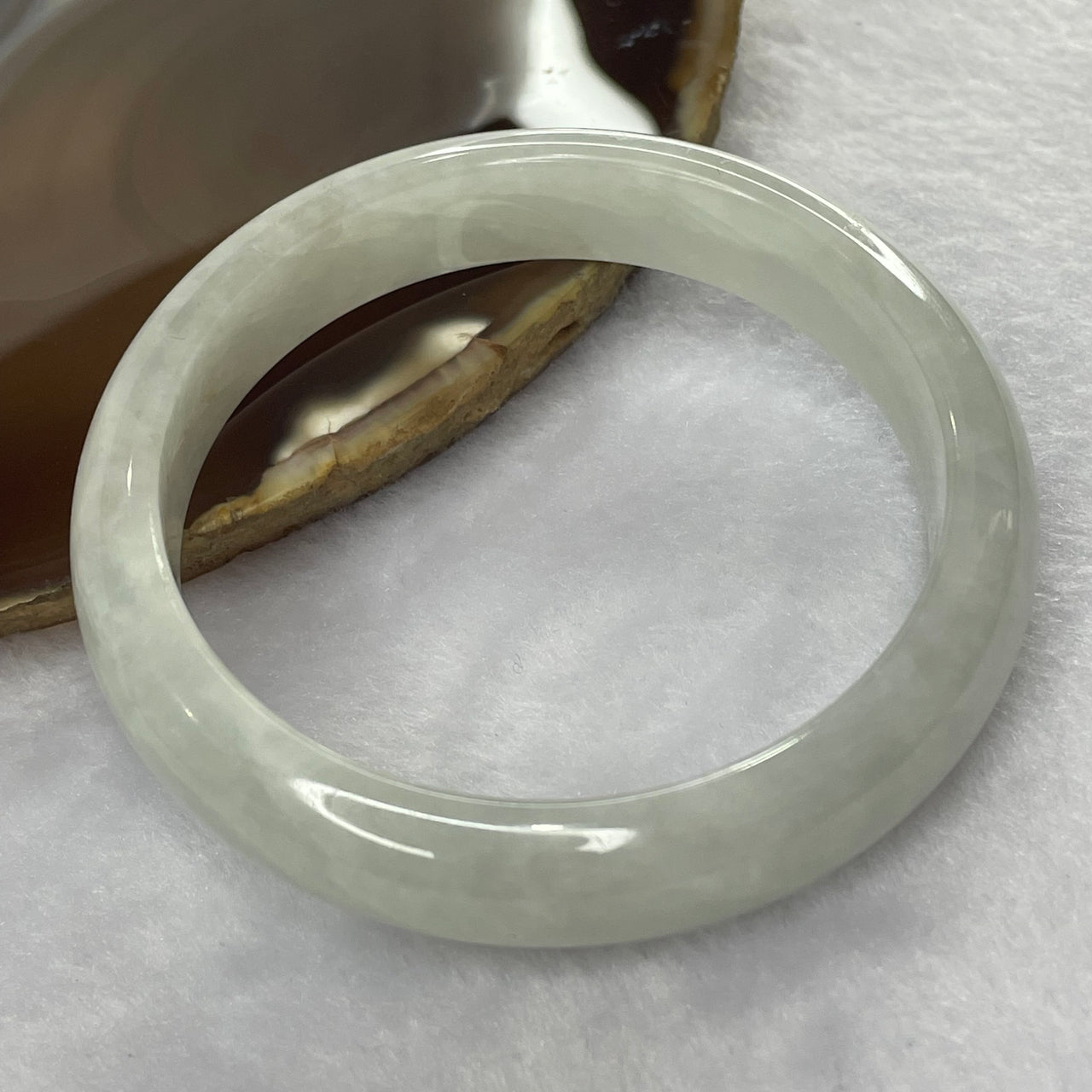 Type A Light Green Jade Jadeite Bangle 53.2g inner Dia 58.7mm 12.5 by 8.0mm (Slight External Line) - Huangs Jadeite and Jewelry Pte Ltd