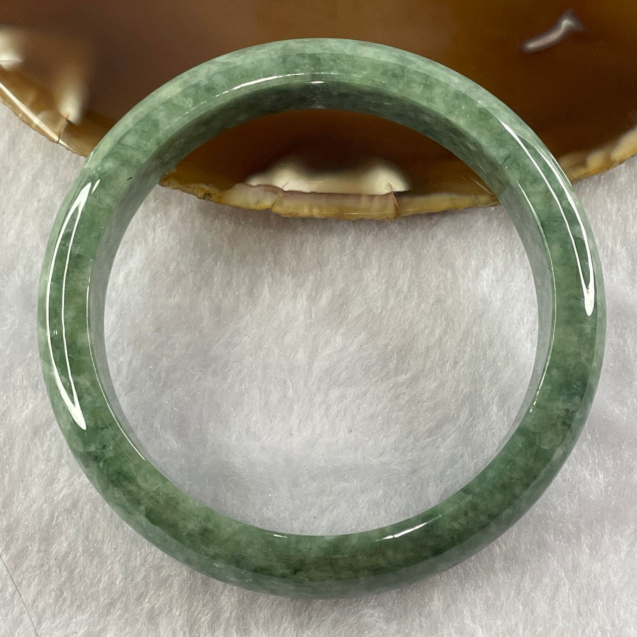 Type A Green Dou Qing Jade Jadeite Bangle 59.07g inner Dia 59.3mm 13.0 by 8.1mm (Slight External Rough) - Huangs Jadeite and Jewelry Pte Ltd