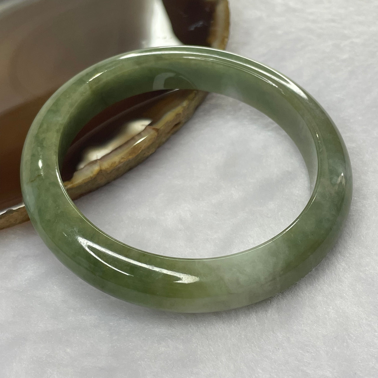 Type A Green, Lavender and Brown Jade Jadeite Bangle 51.05g inner Dia 56.1mm 10.9 by 8.4mm (Slight Internal Line) - Huangs Jadeite and Jewelry Pte Ltd