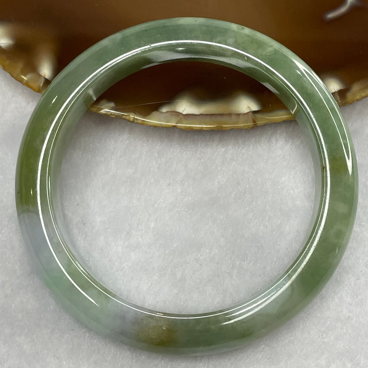 Type A Green and Lavender Jade Jadeite Bangle 49.37g inner Dia 56.2mm 10.5 by 8.7mm (Slight External Rough) - Huangs Jadeite and Jewelry Pte Ltd