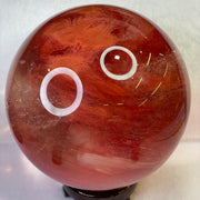 Cherry Quartz Crystal Ball Display with Wooden Stand 4,542.0g diameter 160mm height 183mm (very slight external line) - Huangs Jadeite and Jewelry Pte Ltd