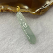 18k yellow gold Type A ICY Piao Hua Jadeite Deer Pendant Signifies Road to Success 3.94g 41.8 by 8.2 by 5.9mm - Huangs Jadeite and Jewelry Pte Ltd