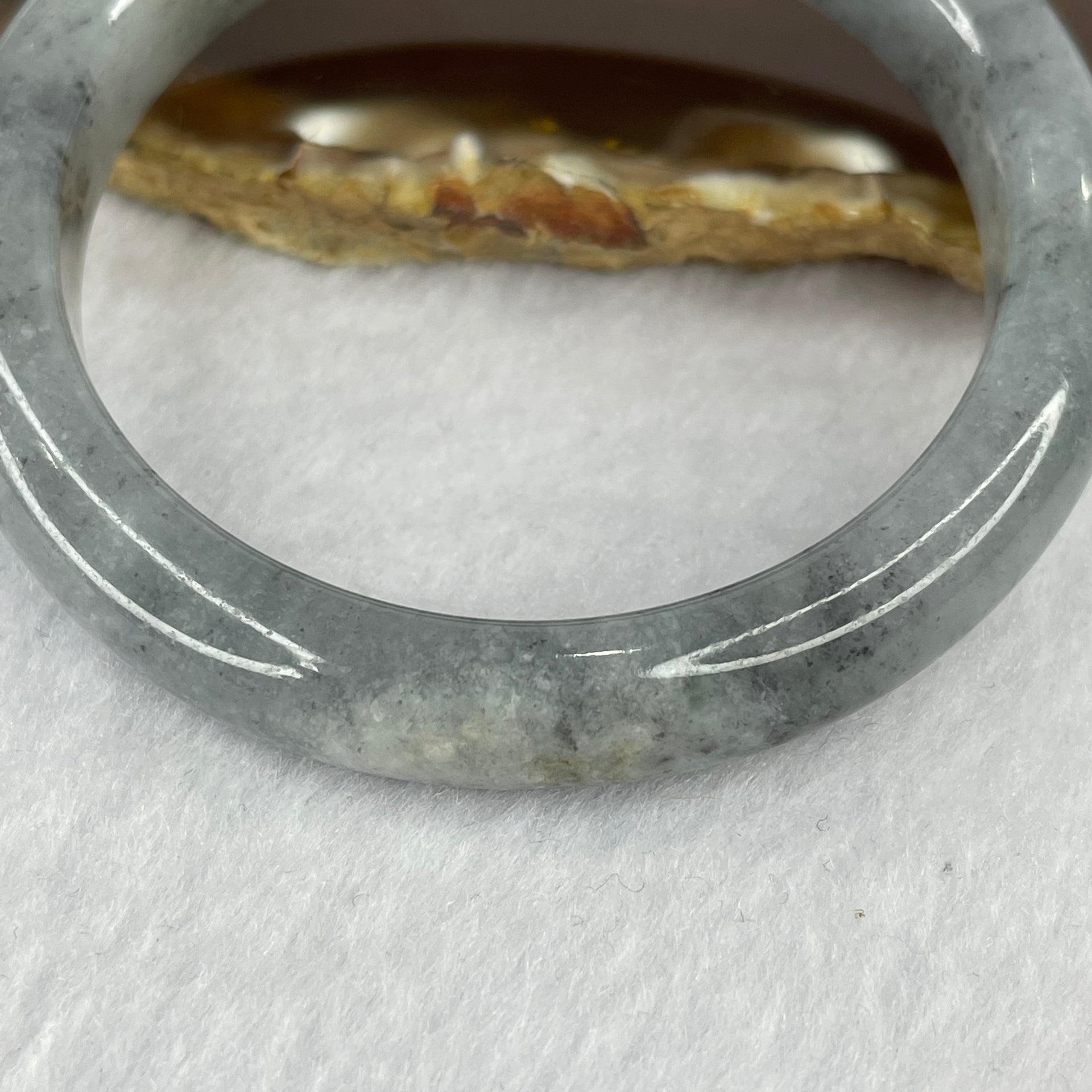 Type A Grey Wuji with Yellow Jadeite Bangle 40.93g inner Dia 52.5mm 10.5 by 7.9mm (Slight External Rough) - Huangs Jadeite and Jewelry Pte Ltd