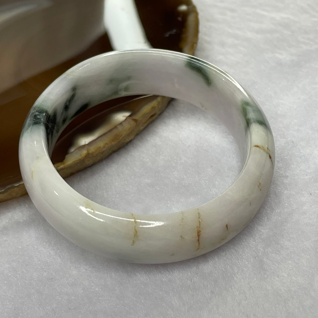 Type A Lavender and Green Piao Hua with Red Patches Jade Jadeite Bangle 57.31g inner Dia 51.0mm 16.1 by 7.7mm (External Rough) - Huangs Jadeite and Jewelry Pte Ltd