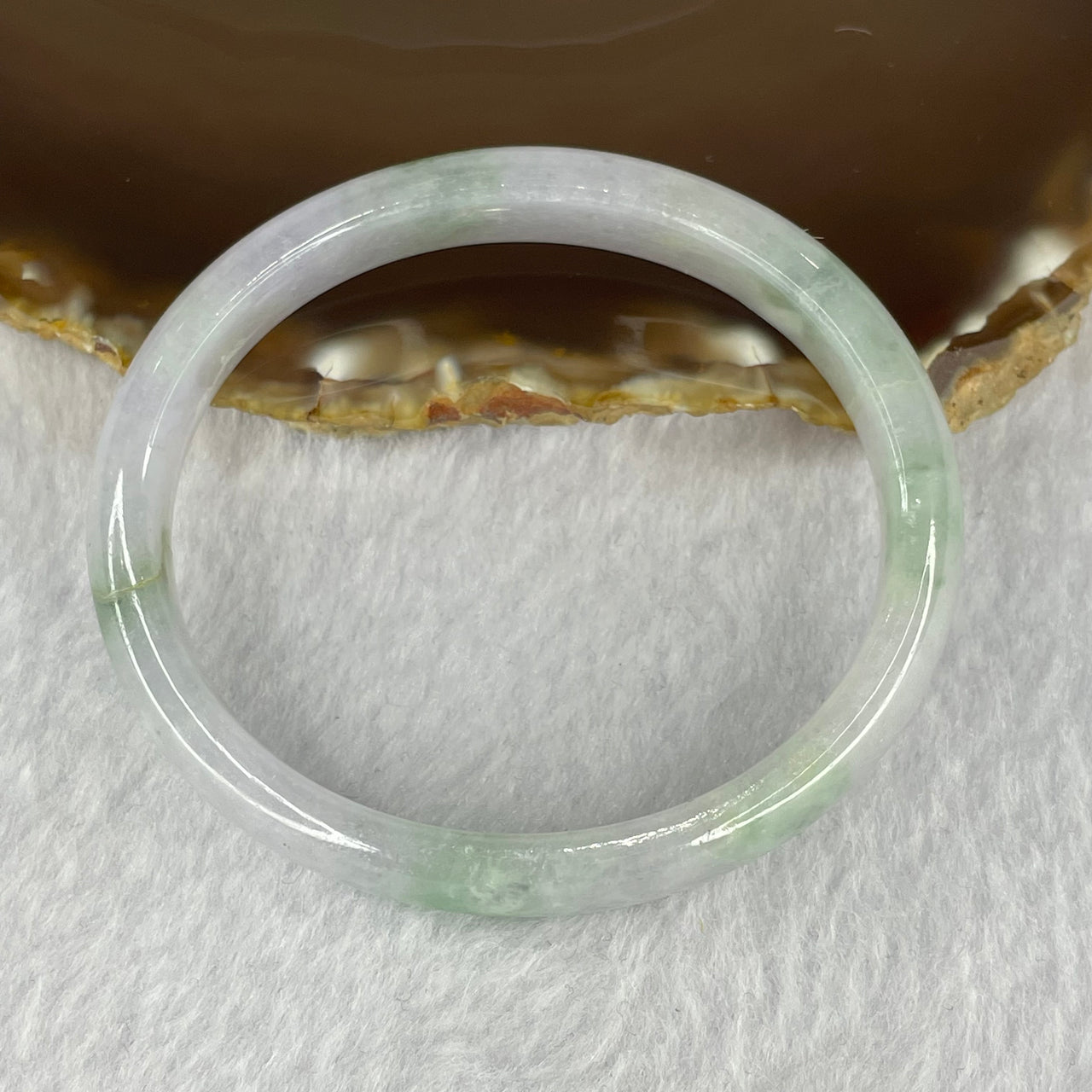 Type A Semi Icy Lavender Green Jadeite Bangle 29.39g inner diameter 54.4mm 10.6 by 5.7mm (external line) - Huangs Jadeite and Jewelry Pte Ltd