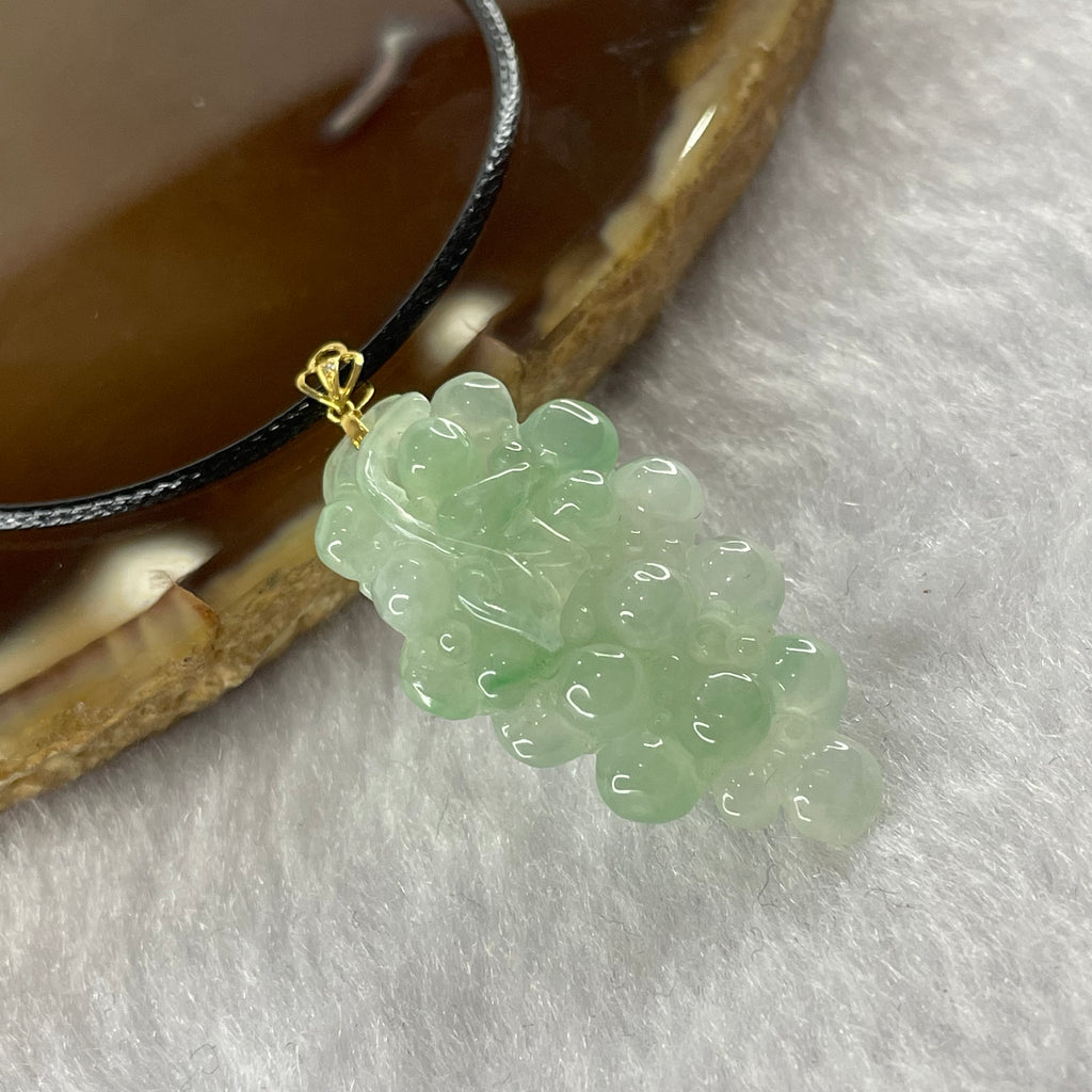 Type A Semi Icy Green Jade Jadeite Grape Pendant with 18K Gold Clasp ...