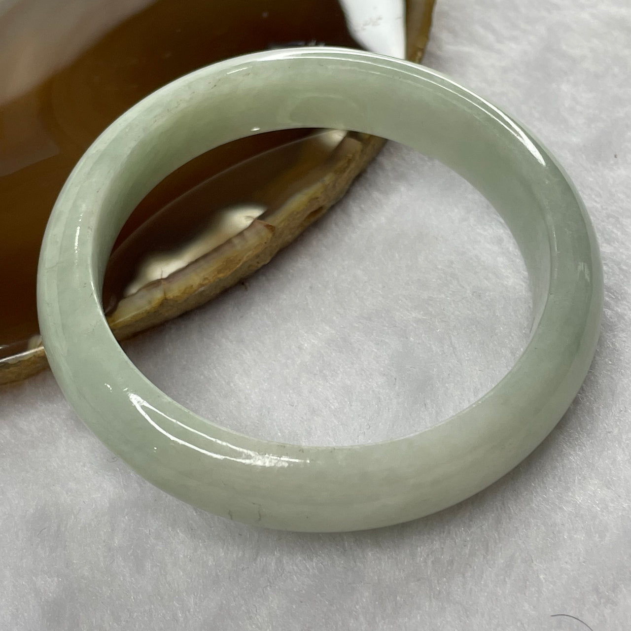 Type A Mint Green Bangle 53.21g inner Dia 55.4mm 13.1 by 7.9mm (Slight External Rough) - Huangs Jadeite and Jewelry Pte Ltd