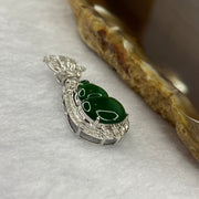 18K White Gold ICY Type A Green Omphasite Jadeite Hulu with Natural Diamonds Pendant 2.09g 27.3 by 13.8 by 6.7mm - Huangs Jadeite and Jewelry Pte Ltd