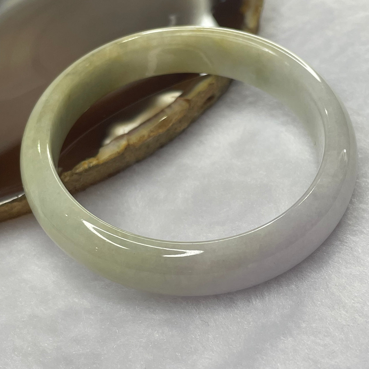 Type A Lavender, Green and Brown Jade Jadeite Bangle 39.38g inner Dia 52.3mm 11.6 by 6.7mm (Slight Internal Line) - Huangs Jadeite and Jewelry Pte Ltd