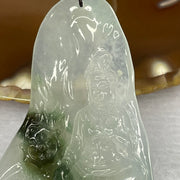 Grand Master Semi Icy Green Piao Hua Jade Jadeite Guan Yin and Dragon Pendant - 39.15g 73.6 by 39.2 by 11.5 mm - Huangs Jadeite and Jewelry Pte Ltd