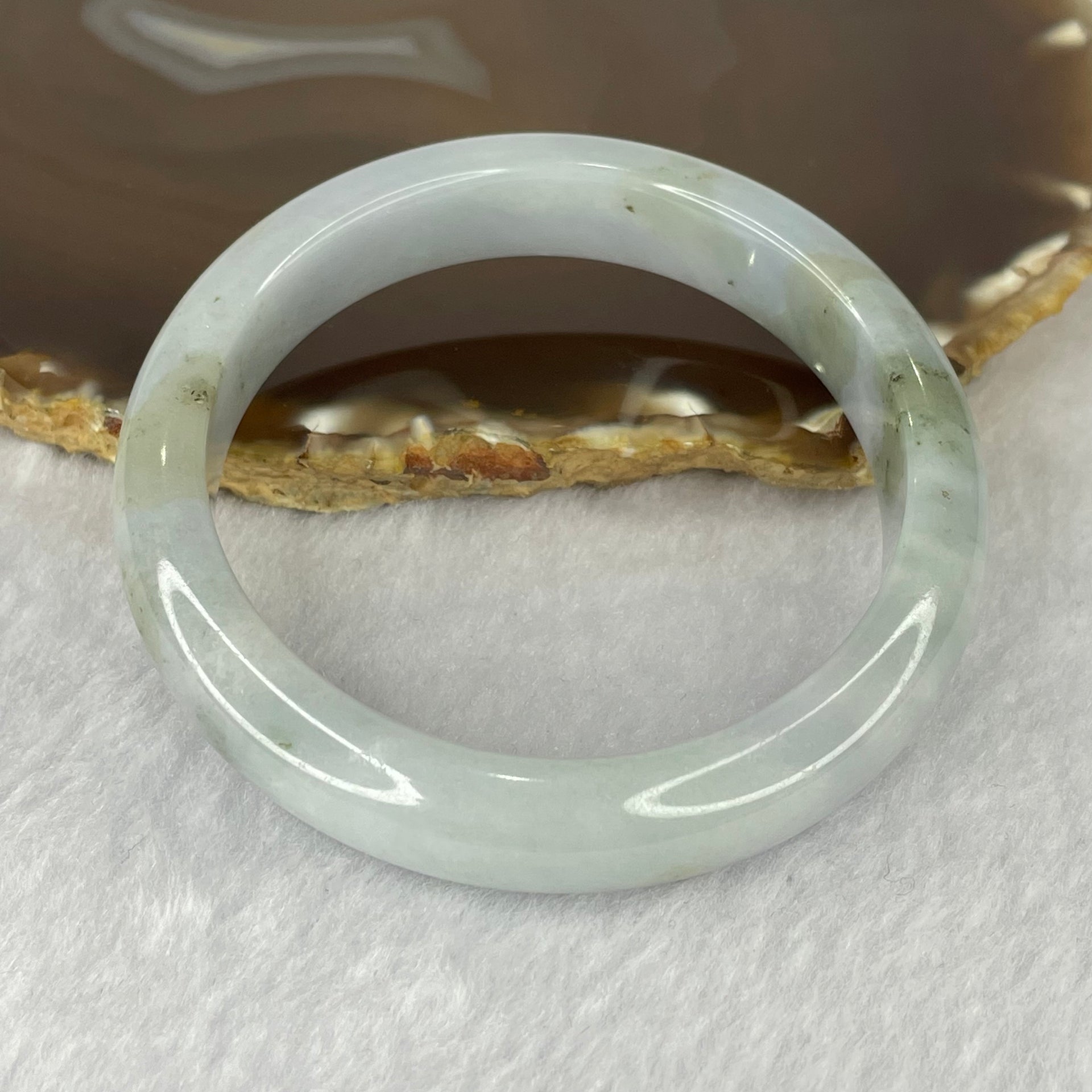 Type A Blueish Lavender Green Jadeite Bangle 57.14g inner Dia 57.6mm 13.1 by 8.2mm - Huangs Jadeite and Jewelry Pte Ltd